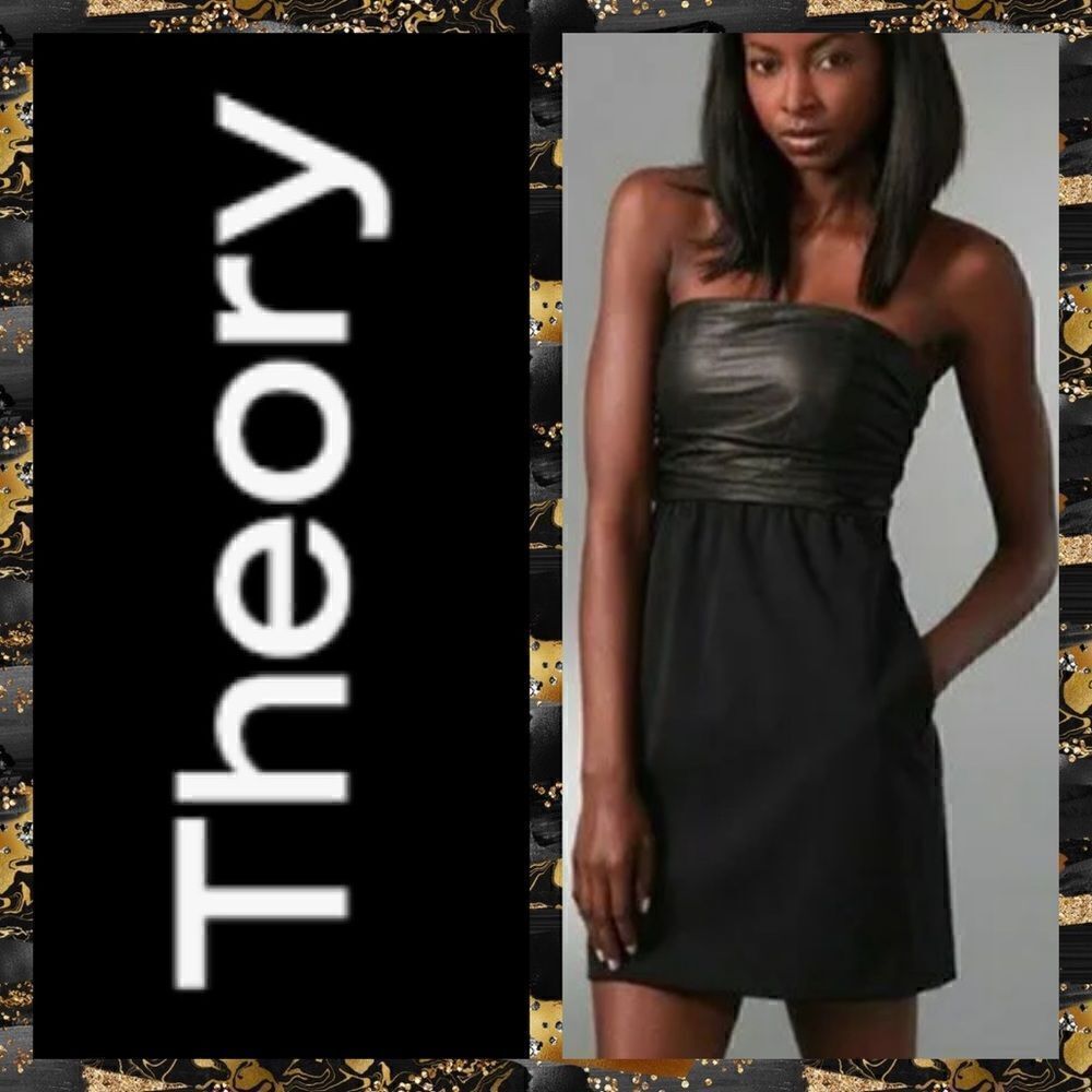 MSRP $335 Theory Strapless Black Dress Women's Size 4